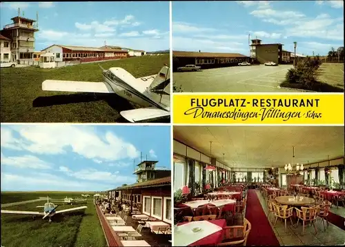 Ak Donaueschingen Villingen Schwenningen im Schwarzwald, Flugplatz-Restaurant, Propellermaschinen