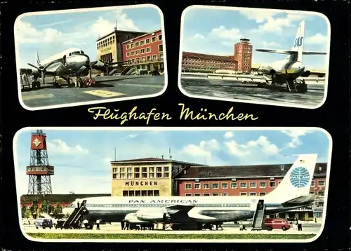 Ak München Bayern, Flughafen, Flugzeug Pan American, SAS