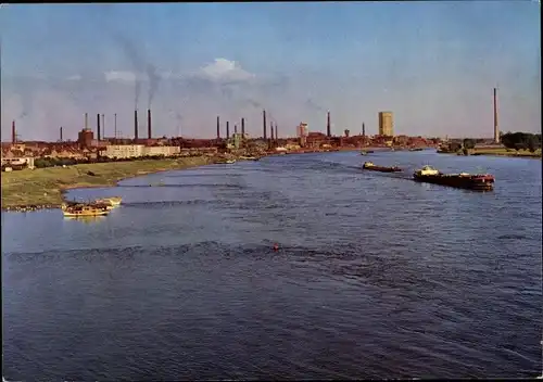 Ak Leverkusen im Rheinland, Blick auf die Stadt am Strom