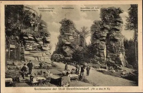 Ak Ehrenfriedersdorf im Erzgebirge, Greifensteine, Terrassenpartie, Berghaus