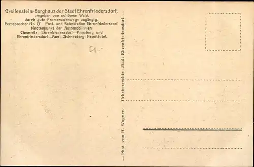 Ak Ehrenfriedersdorf, Greifenstein Berghaus der Stadt