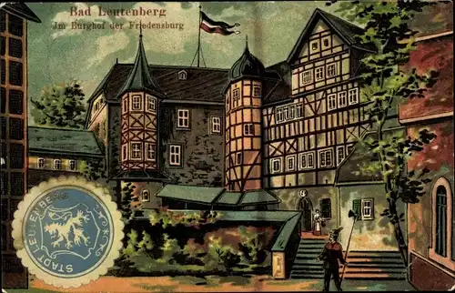 Künstler Litho Leutenberg in Thüringen, Im Burghof der Friedensburg, Fahne