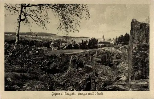 Ak Geyer im Erzgebirge Sachsen, Binge mit Stadt