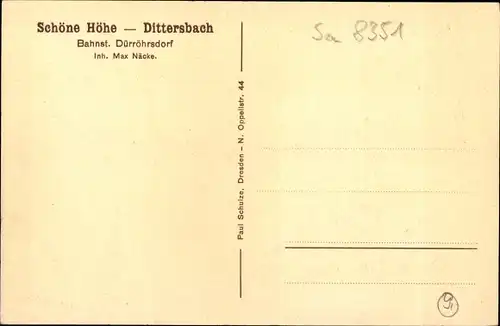 Ak Dittersbach Dürröhrsdorf, Schöne Höhe, Terrasse