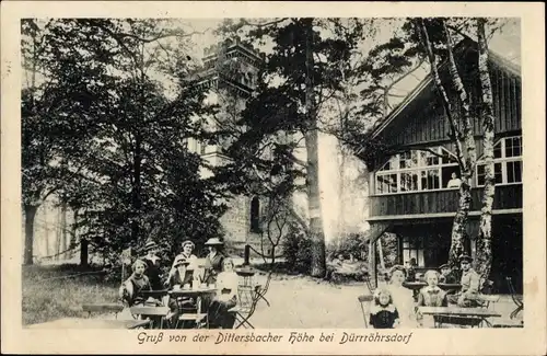 Ak Dürrröhrsdorf Dittersbach, Gasthaus Dittersbacher Höhe mit Gästen