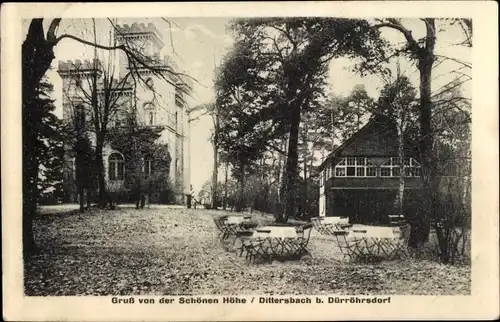 Ak Dürrröhrsdorf Dittersbach im Osterzgebirge, Cafe Schöne Höhe, Terrasse