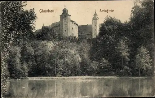 Ak Glauchau in Sachsen, Schlossteich, Schloss