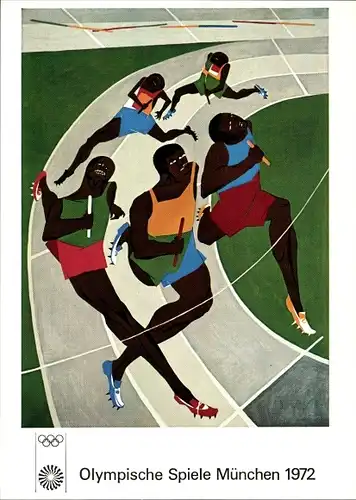 Künstler Ak Lawrence, Jacob, Olympia Poster, Olympische Spiele München 1972, Staffellauf