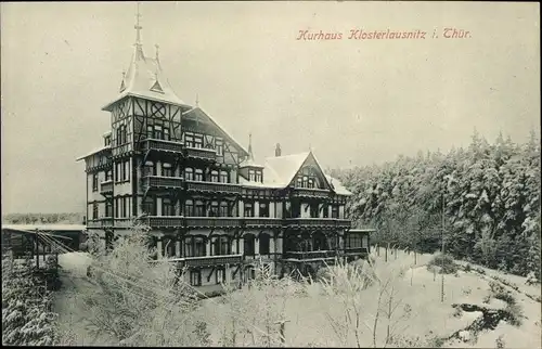 Ak Bad Klosterlausnitz in Thüringen, Blick auf das Kurhaus im Winter