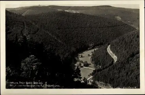 Ak Meura in Thüringen, Blick von Hedwigsruhe nach dem Fröbelturm