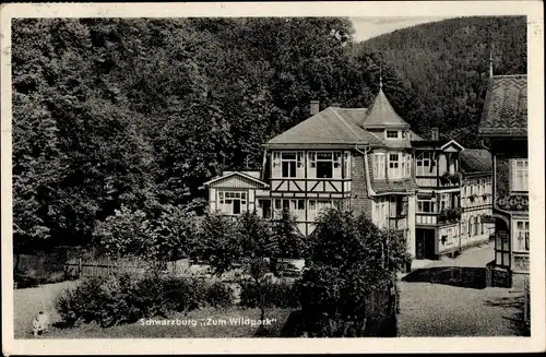 Ak Schwarzburg im Schwarzatal Thüringen, Blick auf das Restaurant Zum Wildpark