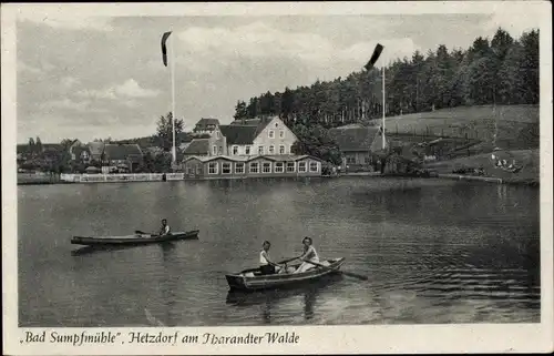 Ak Hetzdorf, Bad Sumpfmühle, Tharandter Walde, Boote