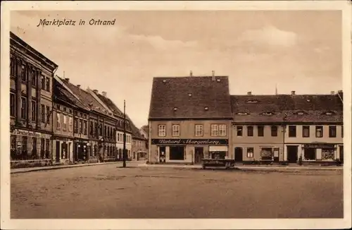 Ak Ortrand in der Niederlausitz, Marktplatz, Geschäft von Richard Margenberg