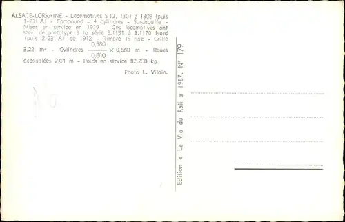 Ak Französische Eisenbahn, Alsace Lorraine, Dampflok 1301