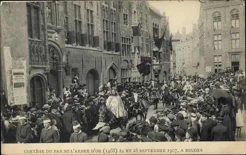 Ak Bruges Brügge Flandern Westflandern, Cortège du Pas de l'Arbre d'Or, 24-28. Sept 1907