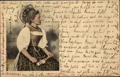 Ak Schweiz, Frau in Volkstracht