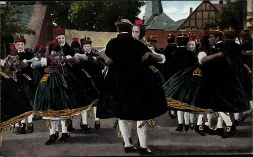 Ak Hessische Landestrachten, Paartanz, Schwälmer tanzende Paare