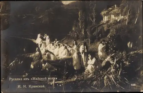 Künstler Ak Kramskoj, I. N., Rusalka, Meerjungfrau, Mai Nacht