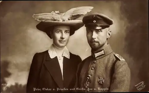 Ak Prinz Oskar von Preußen, Gräfin Ina Marie von Ruppin