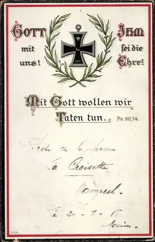 Ak Gott mit uns, Mit Gott wollen wir Taten tun, Eisernes Kreuz