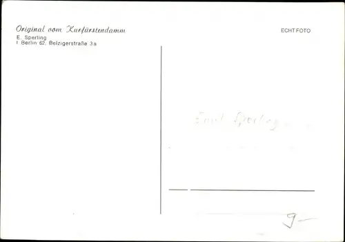 Ak Emil Sperling, Portrait, Original vom Kurfürstendamm, Autogramm