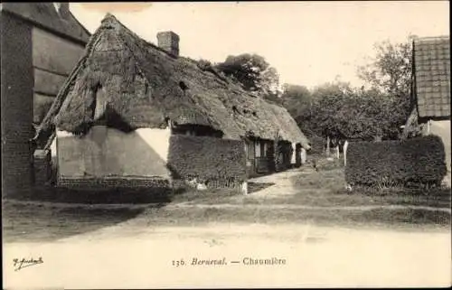 Ak Berneval le Grand Petit Caux Seine Maritime, Chaumière