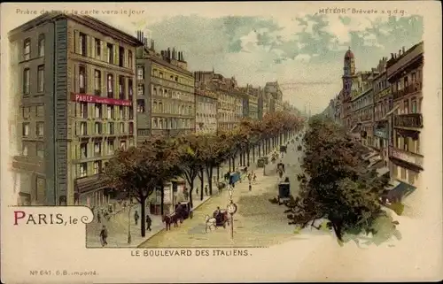 Halt gegen das Licht Litho Paris II., Le Boulevard des Italiens