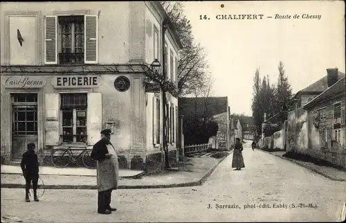 Ak Chalifert Seine et Marne, Route de Chessy, Epicerie