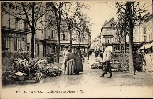 Ak Chartres Eure et Loir, Le Marche aux Fleurs