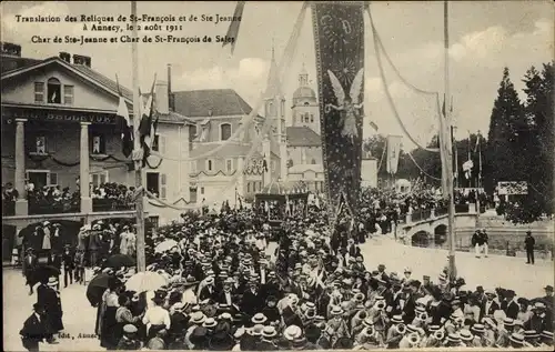 Ak Annecy Haute Savoie, Souvenir des Fetes de la Translation des reliques, Char de Sainte Jeanne