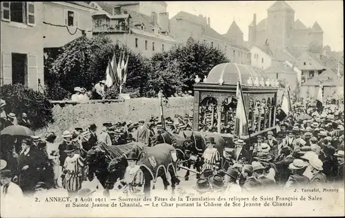 Ak Annecy Haute Savoie, Souvenir des Fetes de la Translation des reliques, Le Char portant la Chasse