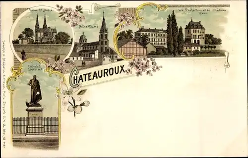 Litho Châteauroux Indre, Eglise, Notre Dame, Prefecture, Denkmal