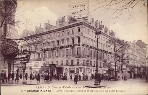 Ak Paris II., Coin du Boulevard des Italiens, La Academia Gaya