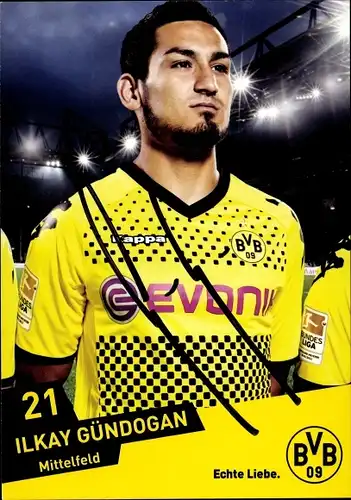 Autogrammkarte Fußball, Ilkay Gündogan, BVB 09, Portrait, Autogramm