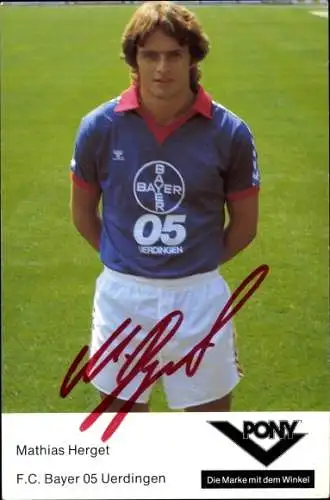 Autogrammkarte Fußball, Mathias Herget, FC Bayer 05 Uerdingen, Autogramm