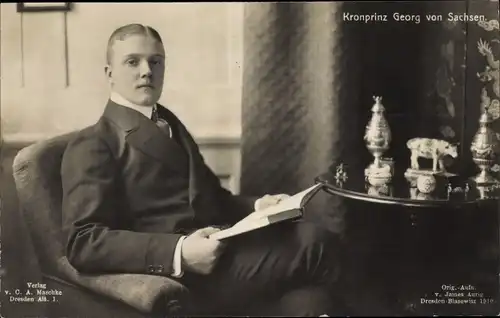 Ak Kronprinz Georg von Sachsen, Beim Lesen