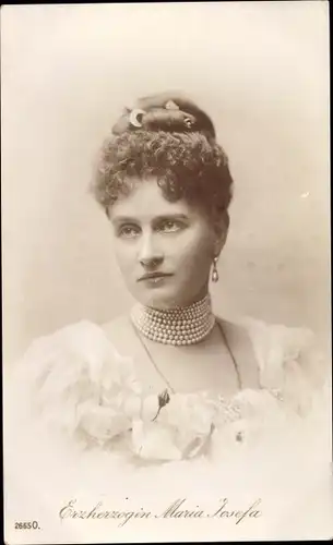 Ak Erzherzogin Maria Josefa von Österreich, Prinzessin von Sachsen, Portrait, Perlenschmuck