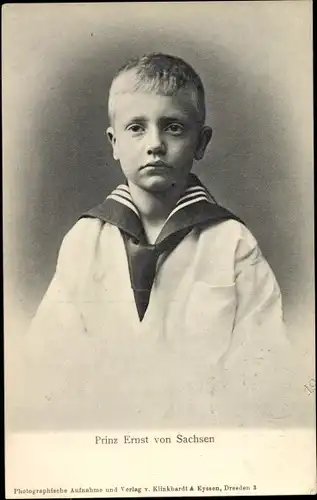 Ak Prinz Ernst von Sachsen im Matrosenanzug, Portrait