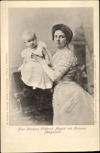 Ak Luise von Österreich-Toskana, Kronprinzessin von Sachsen mit Prinzessin Margarethe