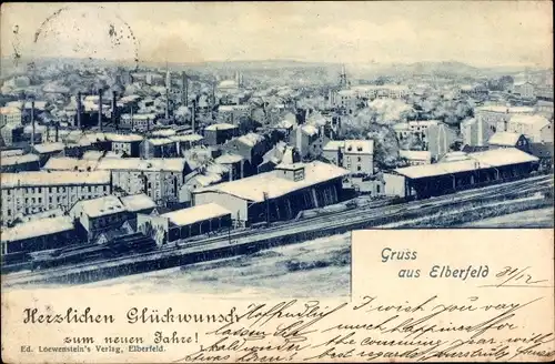 Ak Elberfeld Wuppertal, Panorama, Winter, Glückwunsch Neujahr