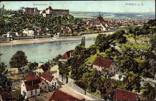 Ak Pirna Elbe Osterzgebirge, Panorama