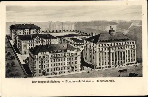 Ak Leipzig, Bundesgeschäftshaus, Bundeswohnhäuser, Bundesschule