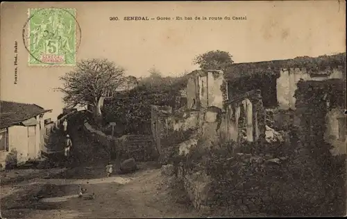 Ak Gorée Dakar Senegal, En bas de la route du Castel