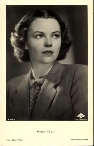 Ak Schauspielerin Hilde Krahl, Portrait, Film Foto Verlag A 3498/1