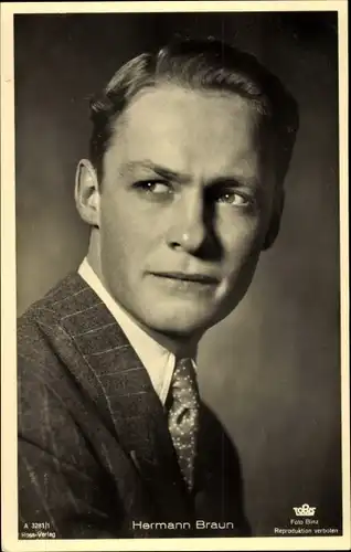 Ak Schauspieler Hermann Braun, Portrait, Krawatte, Anzug