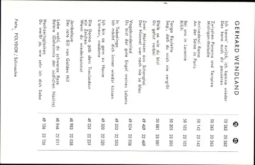 Ak Sänger Gerhard Wendland, Portrait, Polydor Schallplatten, Autogramm