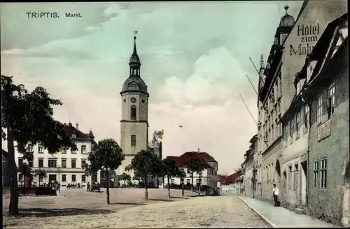 Ak Triptis in Thüringen, Marktplatz, Hotel, Rathaus