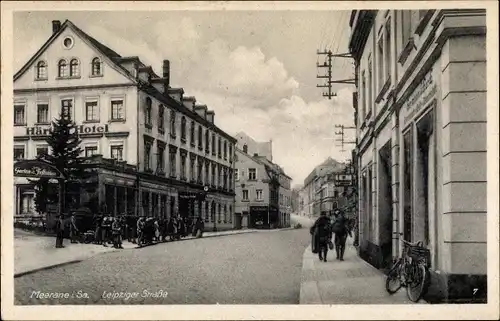 Ak Meerane in Sachsen, Leipziger Straße, Hotel