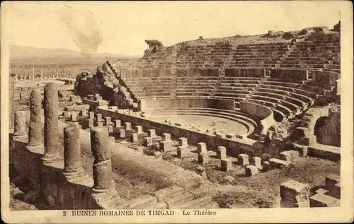 Ak Timgad Algerien, Theater, Ruine
