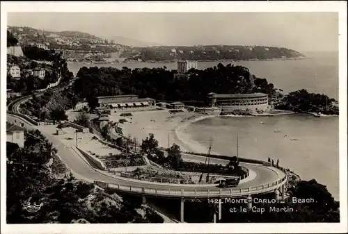 Ak Monte Carlo Monaco, Beach et le Cap Martin